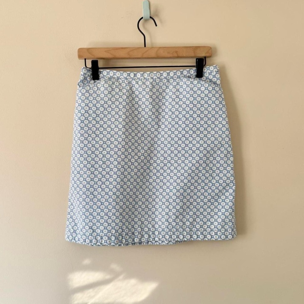 90s Tiny Daisy Blue White Skirt Petite 28” waist - Picture 1 of 6